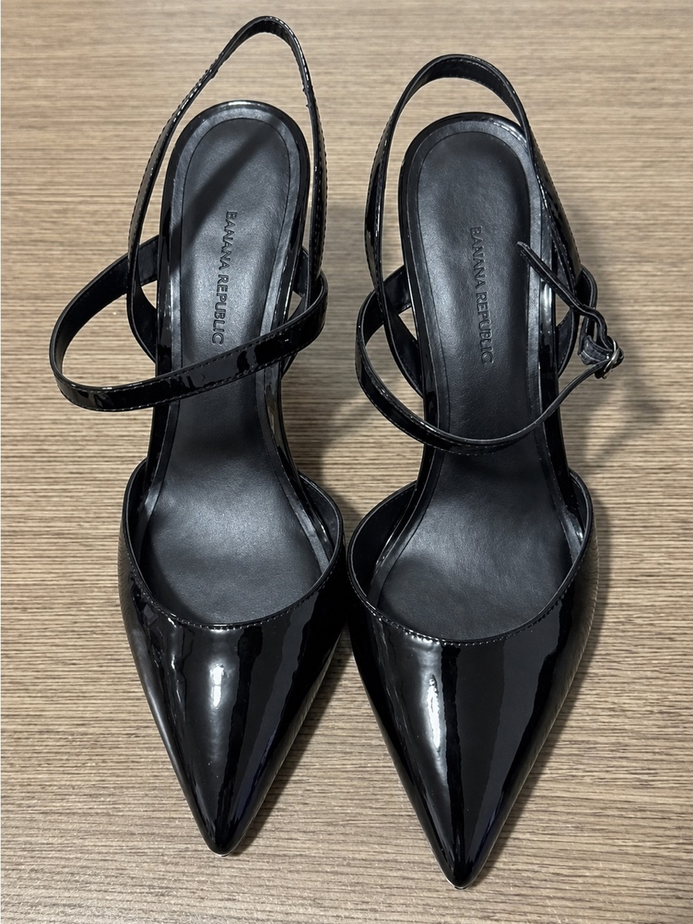 Banana Republic Black Patent Pointed Slingback Heels